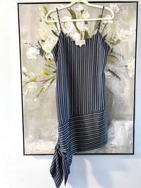 Pin-Striped Asymmetrical Handkerchief Dress